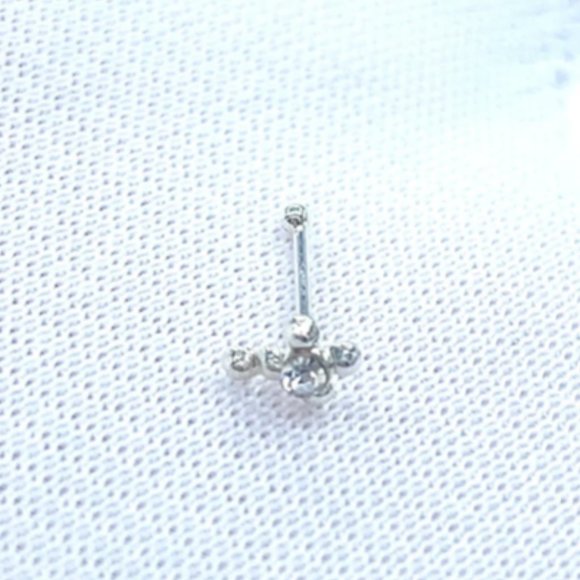 Tiny 3mm Sterling Silver Cross Jesus Christian CZ Nose Pin Nose Ring Nose Stud - Picture 3 of 3